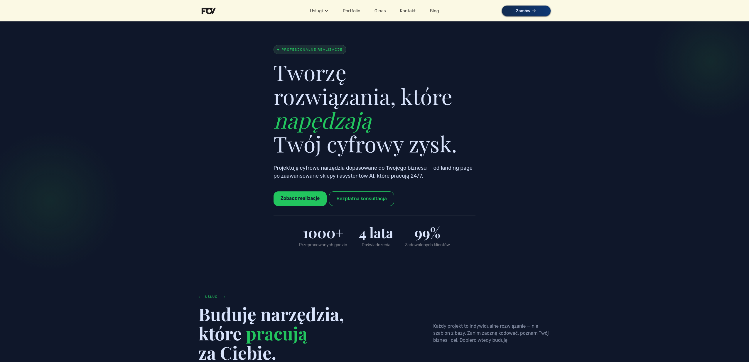 Fovlab.pl - firmowy landing page